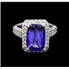 Image 2 : 4.95ct Tanzanite and Diamond Ring - 14KT White Gold