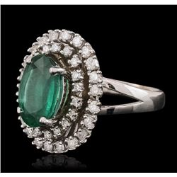 14KT White Gold 3.16ct Emerald and Diamond Ring