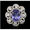 Image 2 : 14KT White Gold 3.23ct Tanzanite and Diamond Ring
