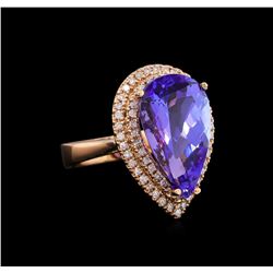 9.20ct Tanzanite and Diamond Ring - 14KT Rose Gold