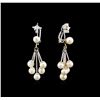 Image 2 : 1.30ctw Pearl and Diamond Earrings - 14KT White Gold