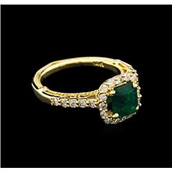 1.29ct Emerald and Diamond Ring - 14KT Yellow Gold