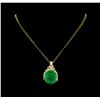 Image 2 : 14KT Yellow Gold GIA Certified 50.88ct Emerald and Diamond Pendant With Chain