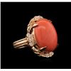 Image 1 : 11.87ct Coral and Diamond Ring - 14KT Rose Gold