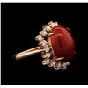 Image 1 : 6.67ct Coral and Diamond Ring - 14KT Rose Gold