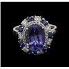 Image 2 : 3.75ct Tanzanite, Sapphire and Diamond Ring - 14KT White Gold