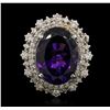 Image 1 : 14KT White Gold 11.11ct Amethyst and Diamond Ring