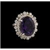Image 2 : 14KT White Gold 11.11ct Amethyst and Diamond Ring