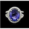 Image 1 : 14KT White Gold 7.20ct Tanzanite and Diamond Ring