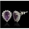 Image 2 : 14KT White Gold 2.40ctw Amethyst and Diamond Earrings