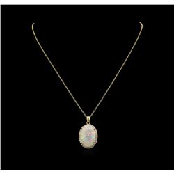 13.86ct Opal and Diamond Pendant - 14KT Yellow Gold