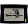 Image 1 : SIGNED FABRIC MATTED FRAMED PEN ART
