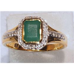 #2-STERLING SILVER GOLD PLATED EMERALD W/ COA