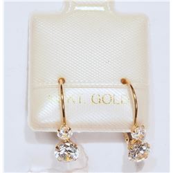 #7-10KT GOLD CUBIC ZIRCONIA LEVER BACK EARRINGS