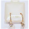 Image 1 : #7-10KT GOLD CUBIC ZIRCONIA LEVER BACK EARRINGS