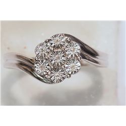 #11-STERLING SILVER  DIAMOND  RING  WITH