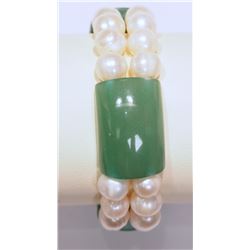 #20-NATURAL FRESHWATER & JADEITE BRACELET W/ COA
