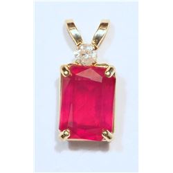 #23-10KT GOLD RUBY DIAMOND PENDANT W/ COA