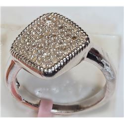 #28-STERLING SILVER  DIAMOND RING W/ COA