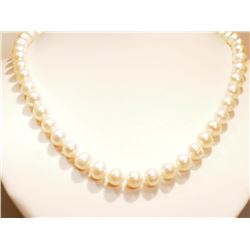 #44-NATURAL  FRESHWATER   PEARL  NECKLACE W/ COA