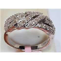 #49-STERLING SILVER DIAMOND RING  W/ COA