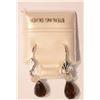Image 1 : #2-STERLING SILVER GENUINE SMOKEY QUARTZ EARRINGS