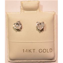#12-14KT GOLD CUBIC ZIRCONIA HEART-SHAPED EARRINGS