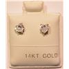 Image 1 : #12-14KT GOLD CUBIC ZIRCONIA HEART-SHAPED EARRINGS