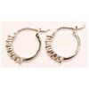 Image 2 : #21-STERLING SILVER GENUINE WHITE TOPAZ HOOP