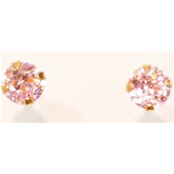 #29-10KT GOLD PINK CUBIC ZIRCONIA EARRINGS