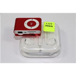 NEW BELT CLIP MP3 PLAYER W/ NEW EARBUD HEADPHONES