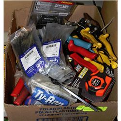 BOX OF ASSORTED TOOLS - SOME NEW INCLUDING