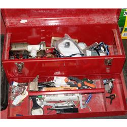 RED TOOLBOX WITH ASSORTED CONTENTS