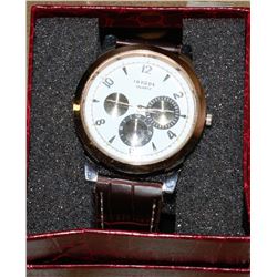 ROSRA QUARTZ MENS WATCH WITH BROWN STRAP