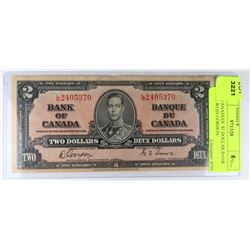 1937 CANADIAN  $2 DOLLAR BANK NOTE WITH GORDON/