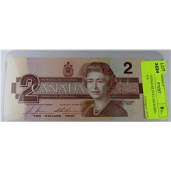 1986 CANADIAN $2 DOLLAR ROBIN BANK NOTE