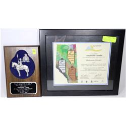 GREYHOUND & RCMP MEMORABILIA PLAQUE AND FRAMED