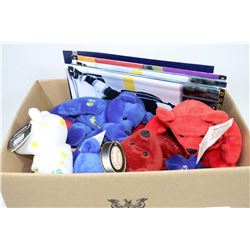 BOX OF NHL BEANIE BEARS WITH TAGS & GRETZKY MAGS