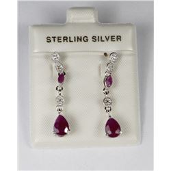 PAIR OF STERLING SILVER (RHODIUM PLATED) DIAMOND &