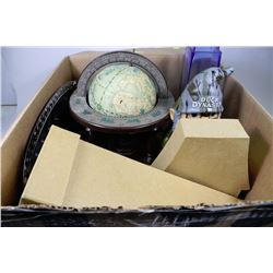 BOX OF CONTAINING 2 VASES,SILVER TRAY,WOODEN SHOE,
