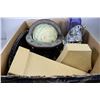 Image 1 : BOX OF CONTAINING 2 VASES,SILVER TRAY,WOODEN SHOE,
