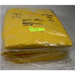 STACK OF RAIN GEAR WITH SIZES 3XL AND 4XL