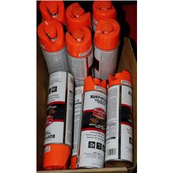 LOT OF 12 ORANGE INVERTED MARKER PAINT CANS