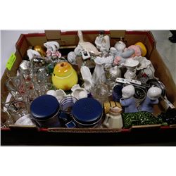 FLAT OF ESTATE ORNAMENTS INCL SHOT GLASSES