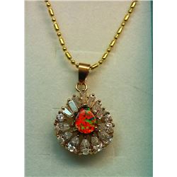 FIRE OPAL & TOPAZ PENDANT