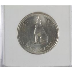 L-1-1967 CANADA SILVER HALF DOLLAR WOLF CAMEO