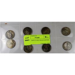 W-8PCS 1960'S US SILVER QUARTERS