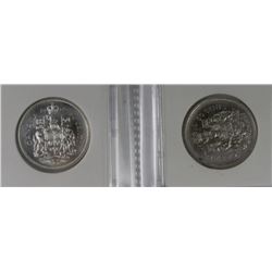 K-LOT OF 2PCS 1962-65 CANADA SILVER HALF DOLLARS