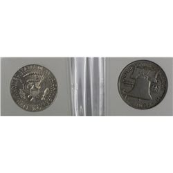 P-LOT OF 2PCS 1952 FRANKLIN & JFK 1964 US SILVER