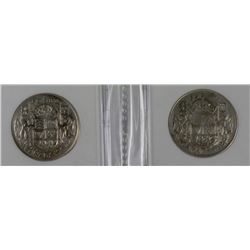 D- LOT OF 2 PCS 1942& 1943 CANADA SILVER HALF
